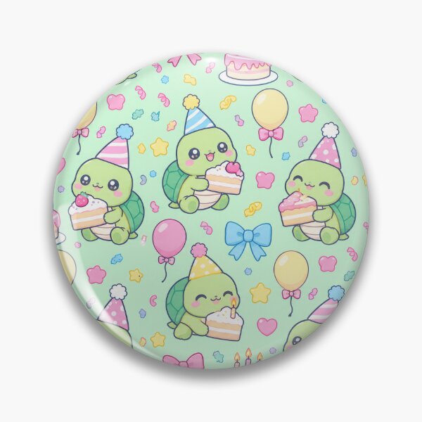 Item preview, Kawaii Birthday Turtle Cake Slice Pastel Pattern designed and sold by Soft Berry Studio.