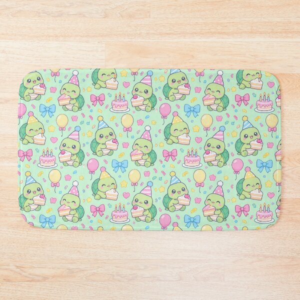 Item preview, Kawaii Birthday Turtle Cake Slice Pastel Pattern designed and sold by Soft Berry Studio.