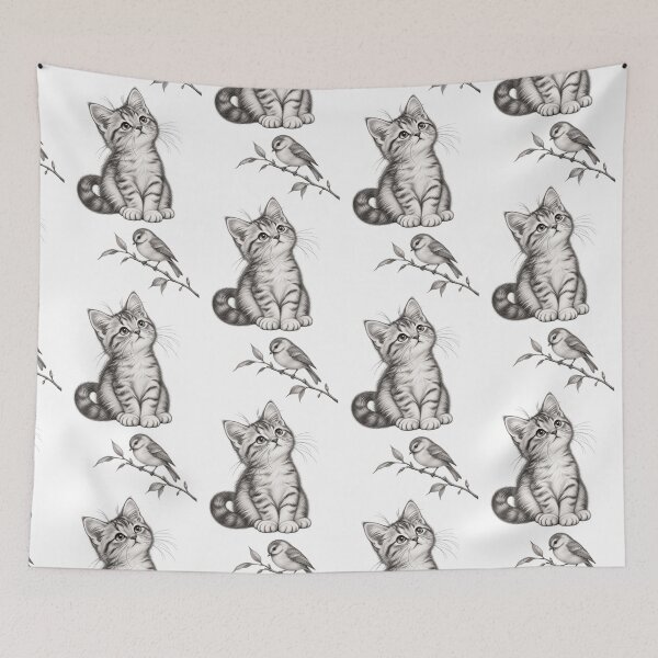 Item preview, Cat Watching a Little Bird designed and sold by LiMarchee.