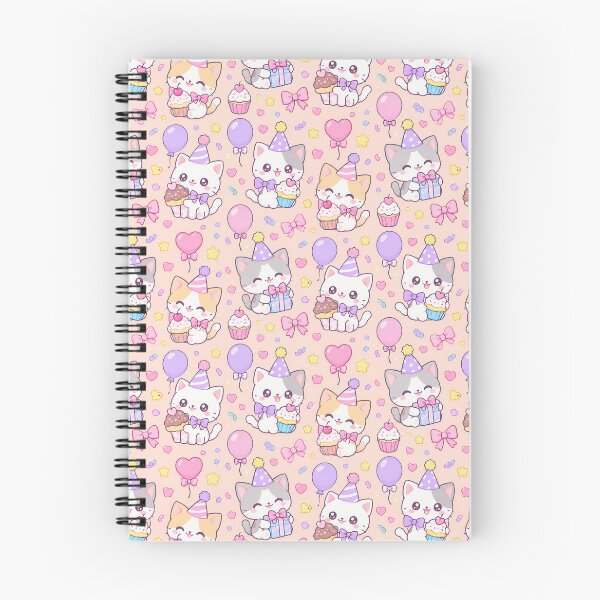 Item preview, Kawaii Birthday Kitty Cupcake Party Pastel Pattern designed and sold by Soft Berry Studio.