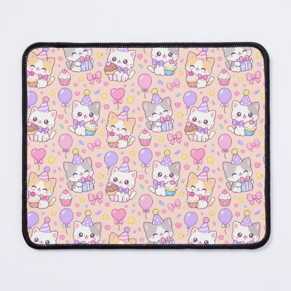Item preview, Kawaii Birthday Kitty Cupcake Party Pastel Pattern designed and sold by Soft Berry Studio.