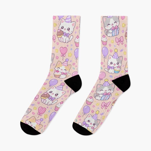 Item preview, Kawaii Birthday Kitty Cupcake Party Pastel Pattern designed and sold by Soft Berry Studio.