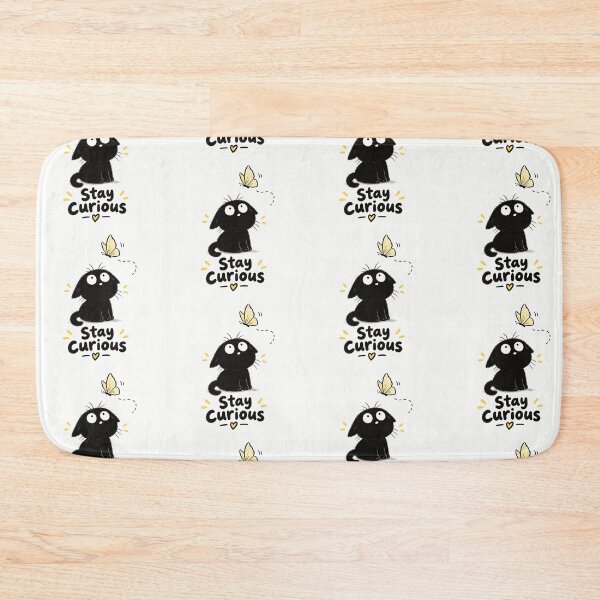 Item preview, Stay Curious Cute Black Cat and Butterfly – Whimsical Kawaii Adventure Illustration designed and sold by CRAZZYDOODLES.