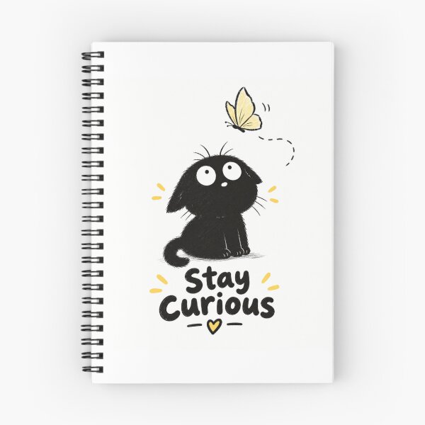 Item preview, Stay Curious Cute Black Cat and Butterfly – Whimsical Kawaii Adventure Illustration designed and sold by CRAZZYDOODLES.