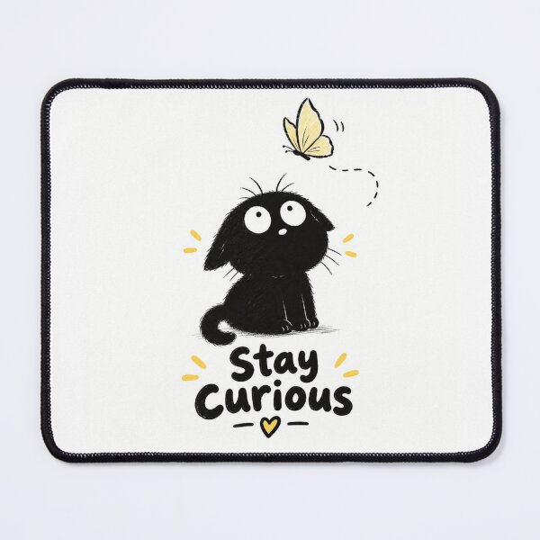 Item preview, Stay Curious Cute Black Cat and Butterfly – Whimsical Kawaii Adventure Illustration designed and sold by CRAZZYDOODLES.