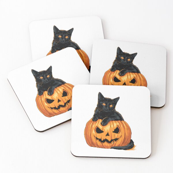 Item preview, Black Cat Hugging a Jack o Lantern designed and sold by Purrista Studio.