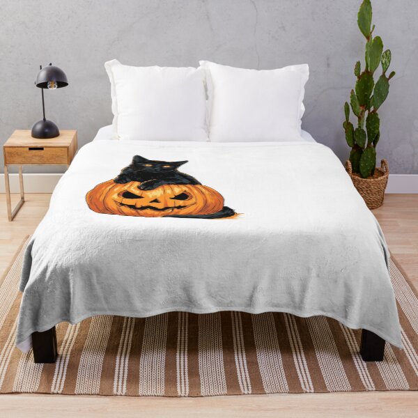 Item preview, Black Cat Hugging a Jack o Lantern designed and sold by Purrista Studio.