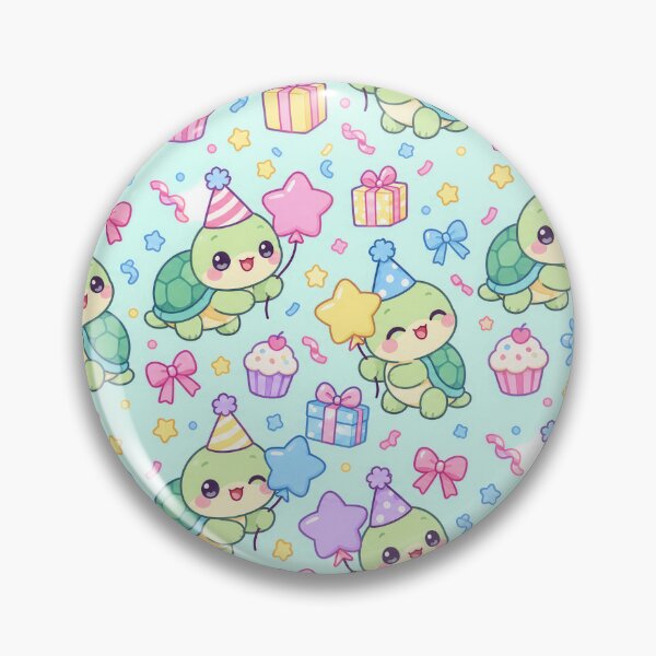 Item preview, Kawaii Birthday Turtle Star Balloon Pastel Pattern designed and sold by Soft Berry Studio.