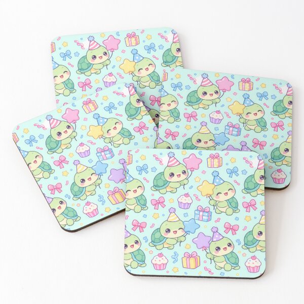 Item preview, Kawaii Birthday Turtle Star Balloon Pastel Pattern designed and sold by Soft Berry Studio.