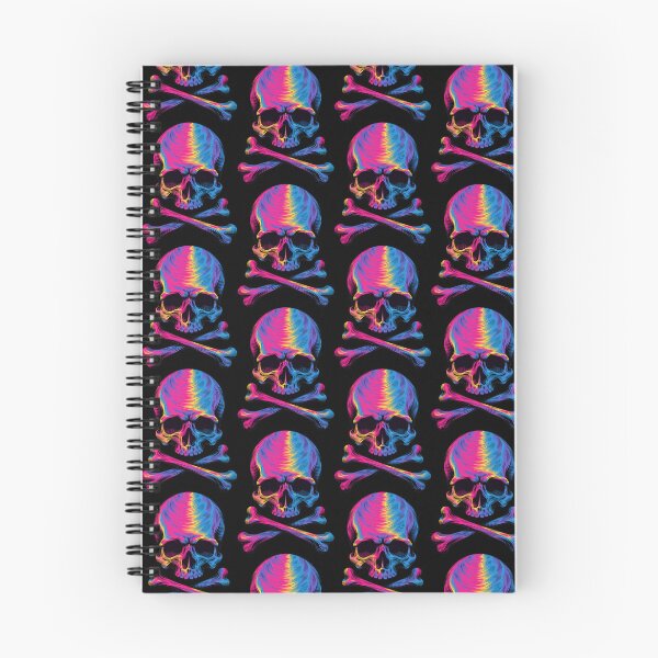 Item preview, Colorful Psychedelic Engraved Skull and Crossbones Art designed and sold by Skulls & Calaveras.