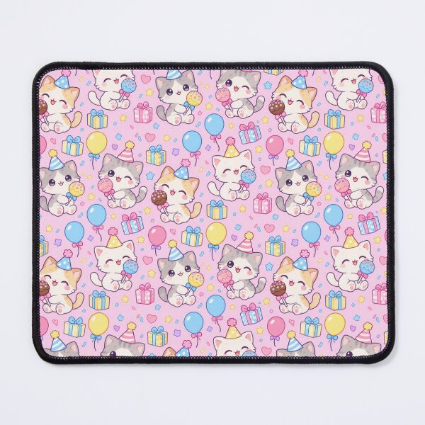 Item preview, Kawaii Birthday Kitty Cake Pop Pastel Pattern designed and sold by Soft Berry Studio.
