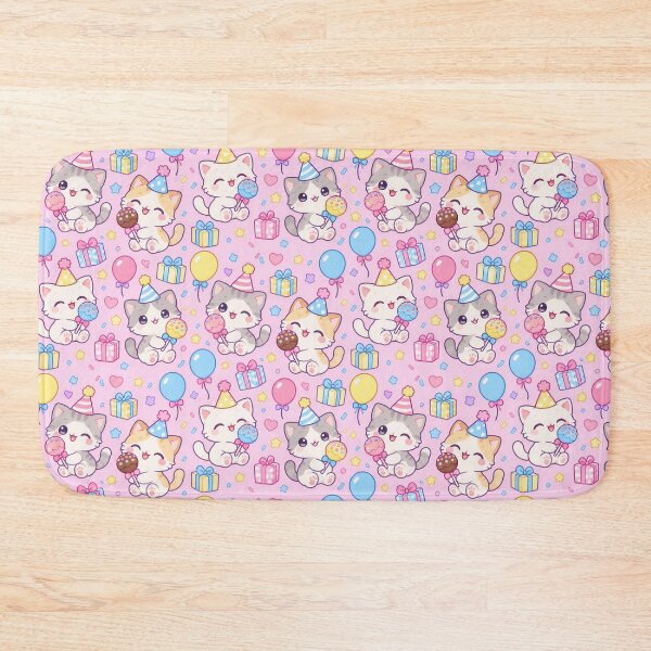 Item preview, Kawaii Birthday Kitty Cake Pop Pastel Pattern designed and sold by Soft Berry Studio.