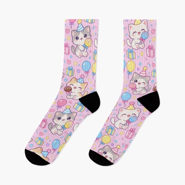 Item preview, Kawaii Birthday Kitty Cake Pop Pastel Pattern designed and sold by Soft Berry Studio.