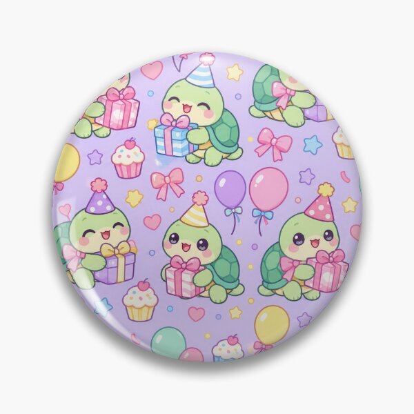 Item preview, Kawaii Birthday Turtle Bow Gift Pastel Pattern designed and sold by Soft Berry Studio.