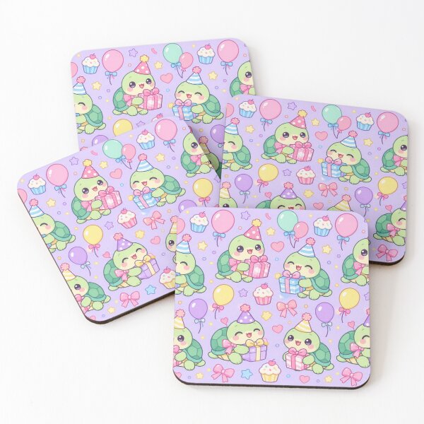 Item preview, Kawaii Birthday Turtle Bow Gift Pastel Pattern designed and sold by Soft Berry Studio.