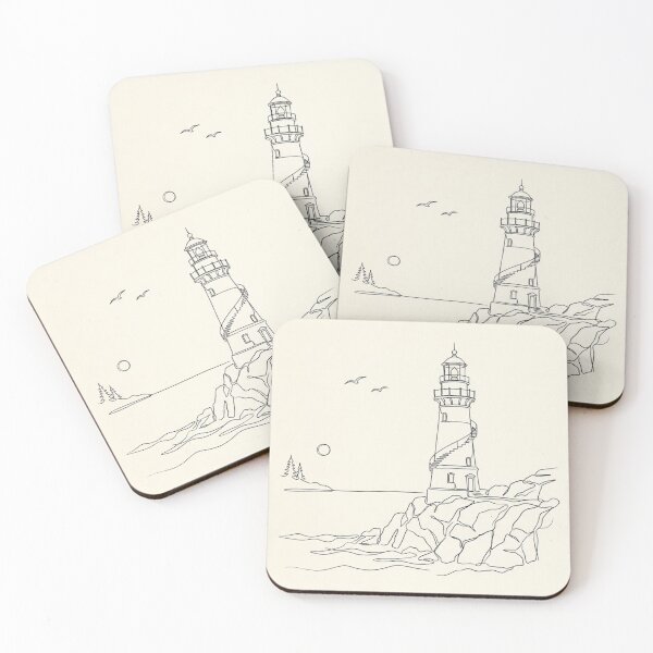 Item preview, Lighthouse Silhouette | Minimalist Coastal Line Art Print designed and sold by Zaramodo.