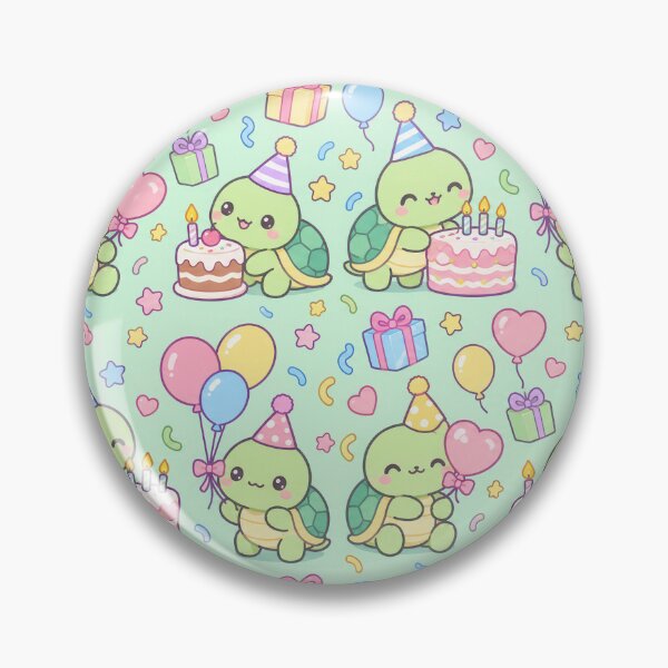 Item preview, Kawaii Birthday Turtle Candle Cake Pastel Pattern designed and sold by Soft Berry Studio.