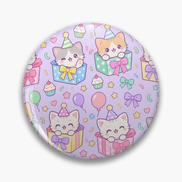Item preview, Kawaii Birthday Kitty Gift Box Pastel Pattern designed and sold by Soft Berry Studio.