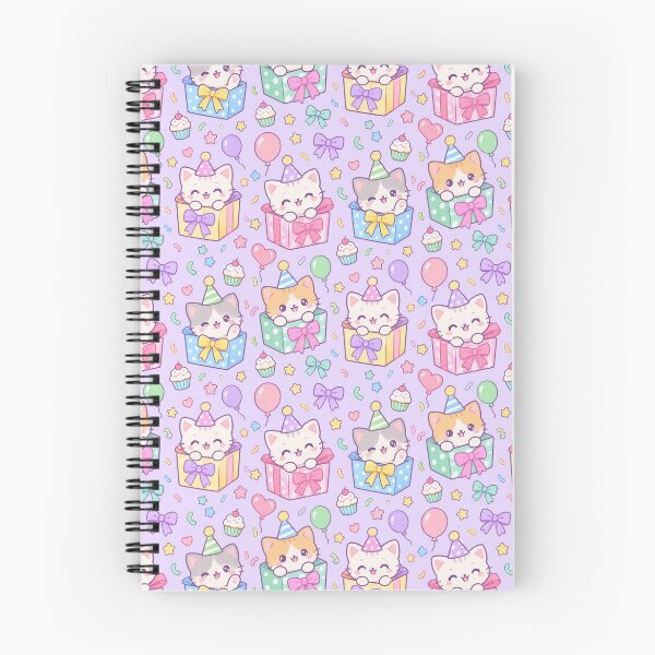Item preview, Kawaii Birthday Kitty Gift Box Pastel Pattern designed and sold by Soft Berry Studio.