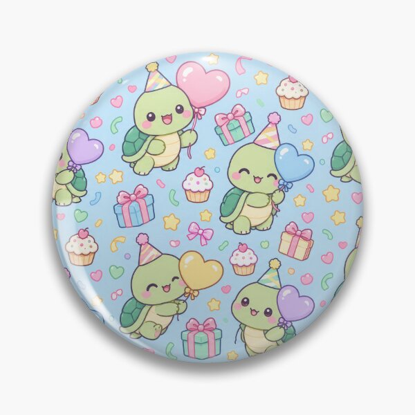 Item preview, Kawaii Birthday Turtle Heart Balloon Pastel Pattern designed and sold by Soft Berry Studio.