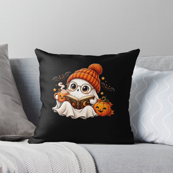 Artikelvorschau, Cute Bookworm Ghost Reading – Cozy Halloween Books & Coffee entworfen und verkauft von Vsajanas.