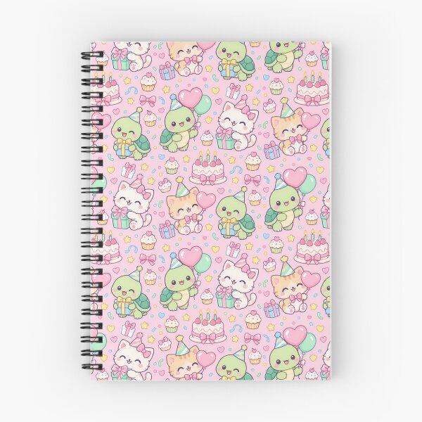 Item preview, Kawaii Birthday Turtle and Kitty Best Friends Pastel Pattern designed and sold by Soft Berry Studio.
