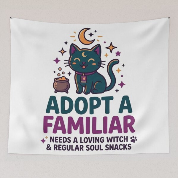 Item preview, Adopt A Familiar Cute Black Cat Witchy Sticker designed and sold by VPanPrint.
