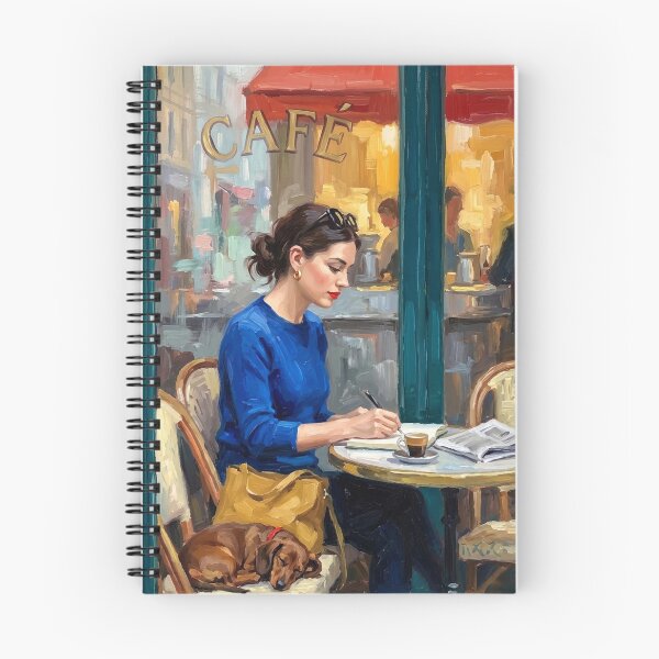 Item preview, Parisian Café Window, Woman Writing Impressionist Painting designed and sold by CARRAANN.