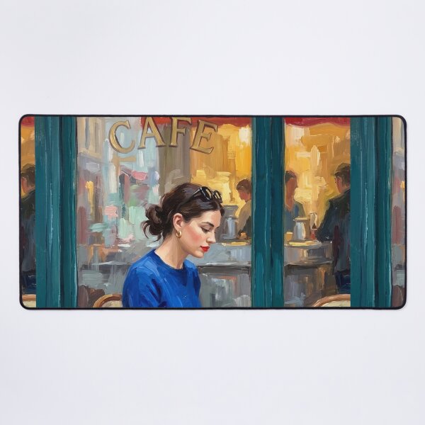 Item preview, Parisian Café Window, Woman Writing Impressionist Painting designed and sold by CARRAANN.