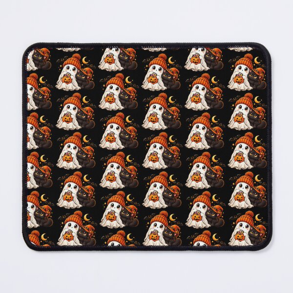 Item preview, Cute Halloween Ghost & Black Cat – Cozy Spooky Friends designed and sold by Vsajanas.