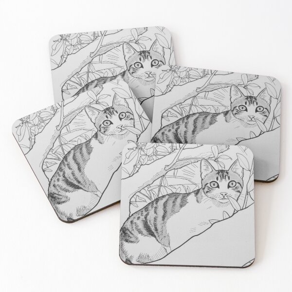 Item preview, Curious Cat in the Tree - Manga Line Art designed and sold by Boujart.