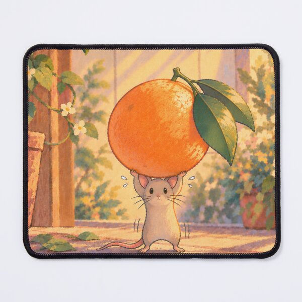 Item preview, Mouse heavy-lifting an orange. designed and sold by Shadsolaeth.