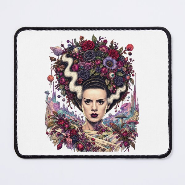 Item preview, Bride Of Frankenstein Aliencore Gothic design, Psychedelic Cosmic Goth Art, Surreal Horror, Celestial Dark Fantasy Floral designed and sold by SpookyShadesLab.