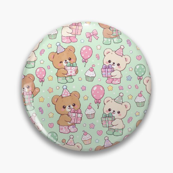 Item preview, Kawaii Birthday Bear Rain Boots Pastel Party Pattern designed and sold by Soft Berry Studio.