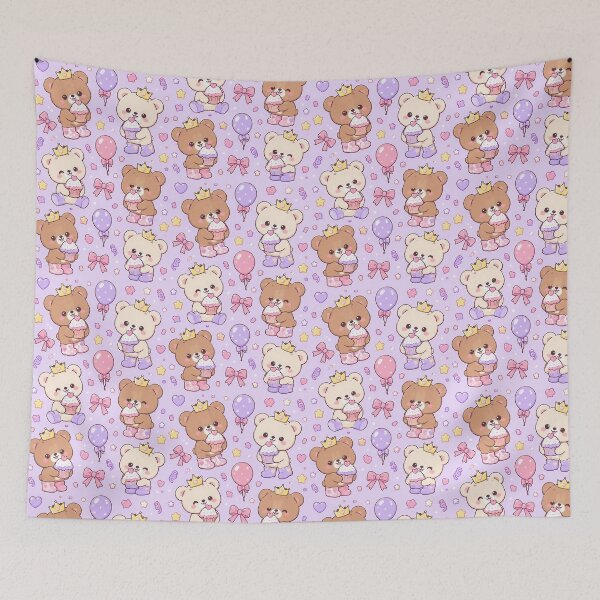 Item preview, Kawaii Birthday Bear Cupcake Rain Boots Pastel Pattern designed and sold by Soft Berry Studio.