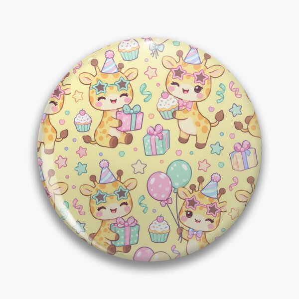 Item preview, Kawaii Birthday Giraffe Star Glasses Pastel Pattern designed and sold by Soft Berry Studio.