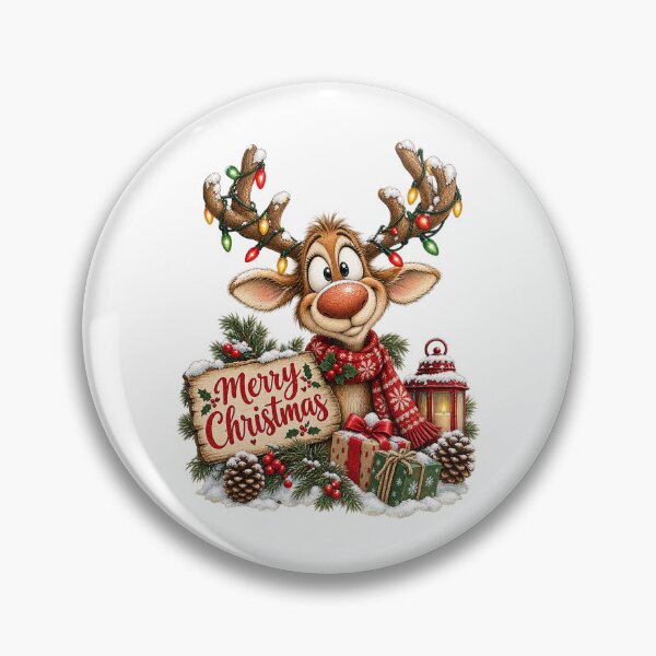 Item preview, Merry Christmas Cute Reindeer with Christmas Lights and Gifts designed and sold by SOUFIANE1991.