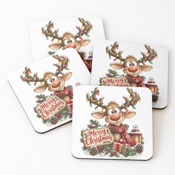 Item preview, Merry Christmas Cute Reindeer with Christmas Lights and Gifts designed and sold by SOUFIANE1991.
