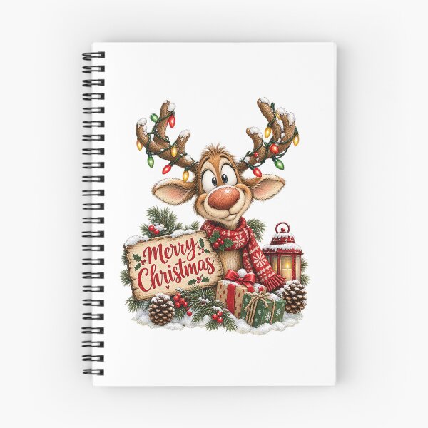 Item preview, Merry Christmas Cute Reindeer with Christmas Lights and Gifts designed and sold by SOUFIANE1991.
