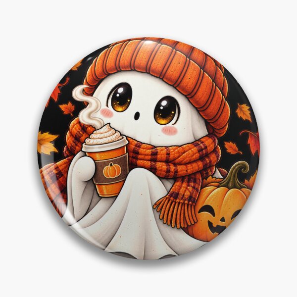 Item preview, Cute Autumn Ghost With Coffee – Cozy Fall Halloween Aesthetic designed and sold by Vsajanas.