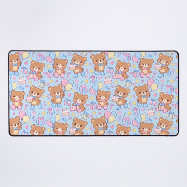 Item preview, Kawaii Birthday Bear Balloon Rain Boots Pastel Pattern designed and sold by Soft Berry Studio.