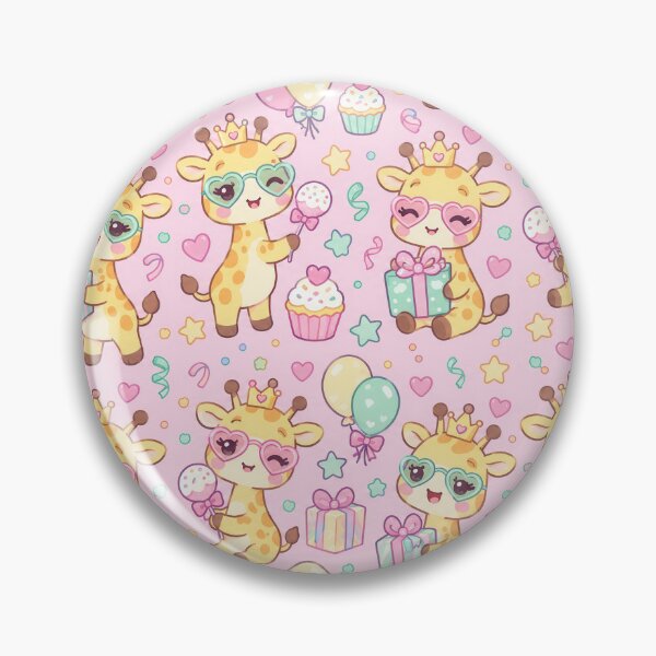 Item preview, Kawaii Birthday Giraffe Heart Glasses Pastel Pattern designed and sold by Soft Berry Studio.