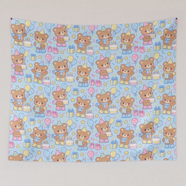 Item preview, Kawaii Birthday Bear Cake Rain Boots Pastel Pattern designed and sold by Soft Berry Studio.