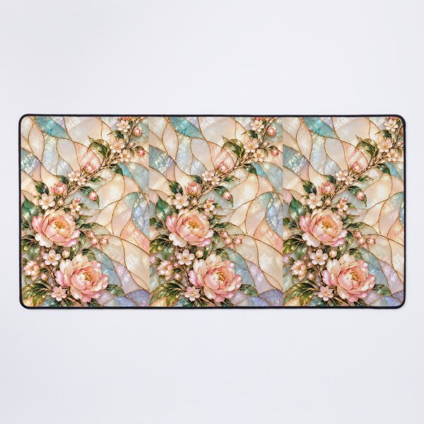Item preview, Pink Peony Flowers with Blue Mother of Pearl Floral Art designed and sold by ManJiangHong.