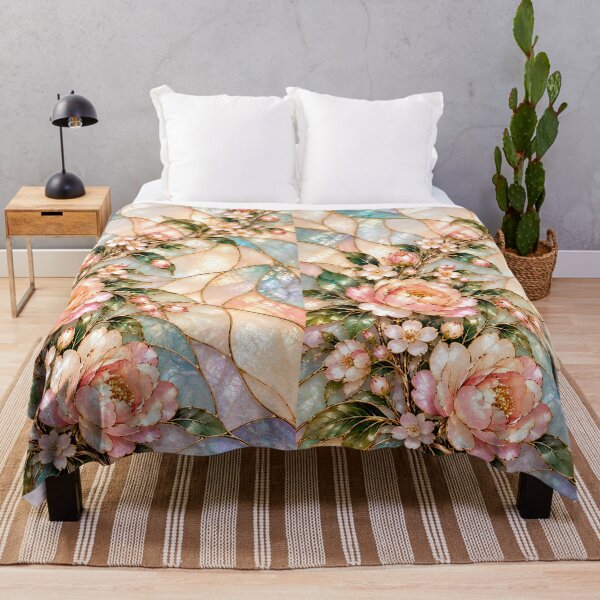 Item preview, Pink Peony Flowers with Blue Mother of Pearl Floral Art designed and sold by ManJiangHong.