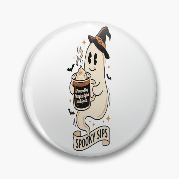 Item preview, Vintage Ghost Coffee Sticker - Powered by Pumpkin Spice and Spells Cute Halloween designed and sold by Thaliandra.