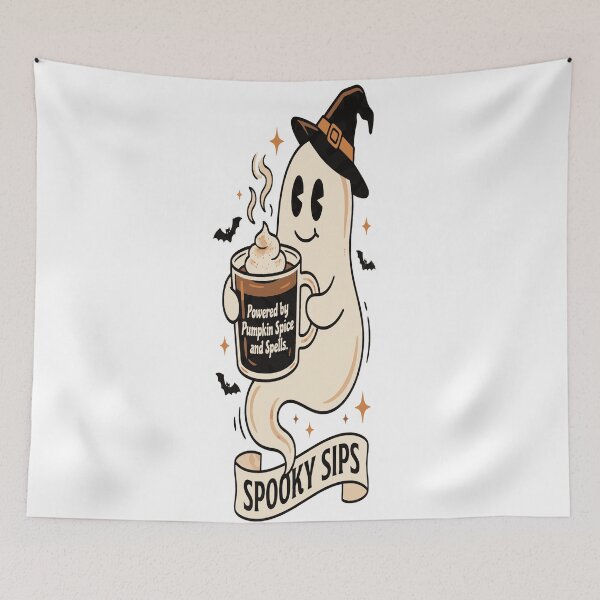 Item preview, Vintage Ghost Coffee Sticker - Powered by Pumpkin Spice and Spells Cute Halloween designed and sold by Thaliandra.