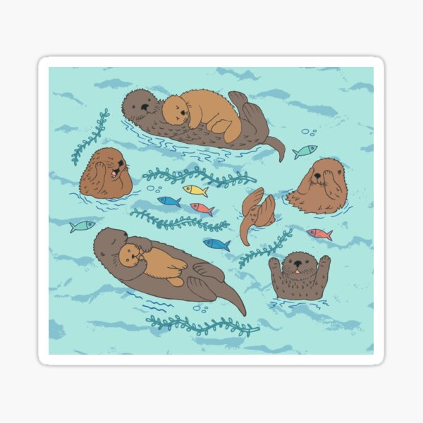 Item preview, Sea Otters - cute animal pattern by Cecca Designs designed and sold by Cecca-Designs.