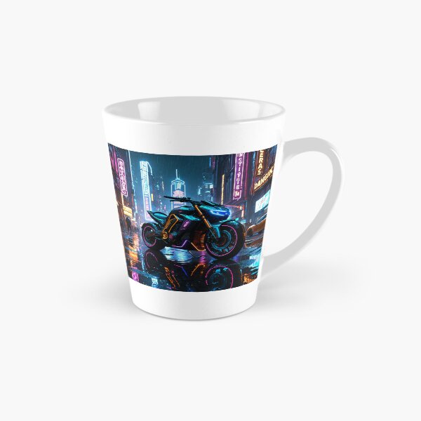 Item preview, Futuristic Cyberpunk Motorcycle Neon City Street Art designed and sold by 5KQuality.