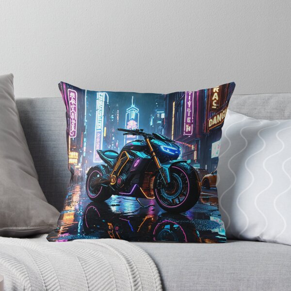 Item preview, Futuristic Cyberpunk Motorcycle Neon City Street Art designed and sold by 5KQuality.